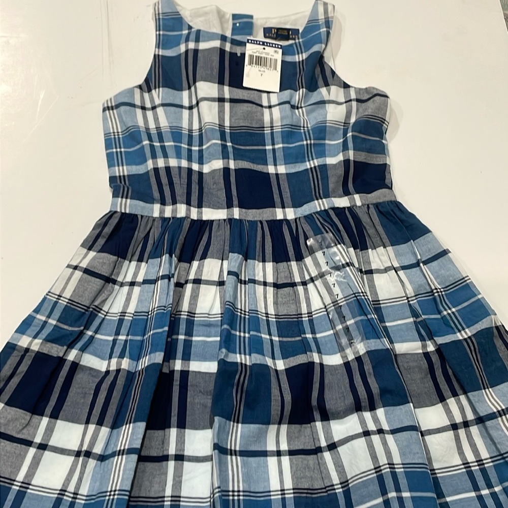 Blue plaid Polo Ralph Lauren dress kids size 7